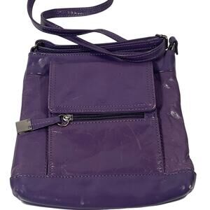 Gianni Bernini Purple Lavender Crossbody Bag Adjustable Strap Leather Purse